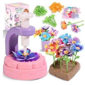 DIY Flower Maker Toy for Kids - Purple & Pink Floral Craft Set